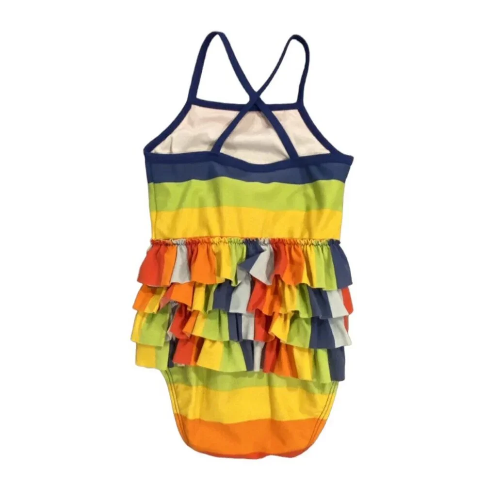 Hanna Andersson Sz 85 (2T) Rainbow Striped Swim Bathing Suit